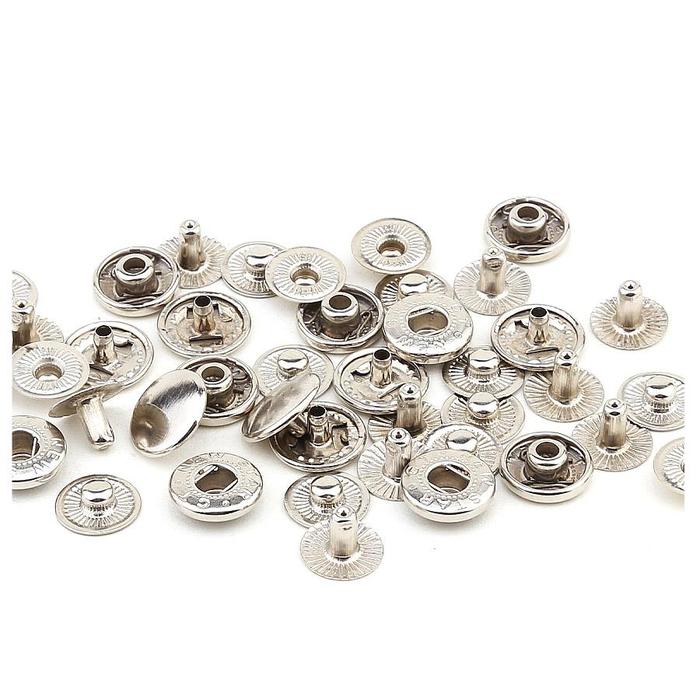 12.5 mm System 54 Round Metal Snap Buttons 720 Sets / Silver